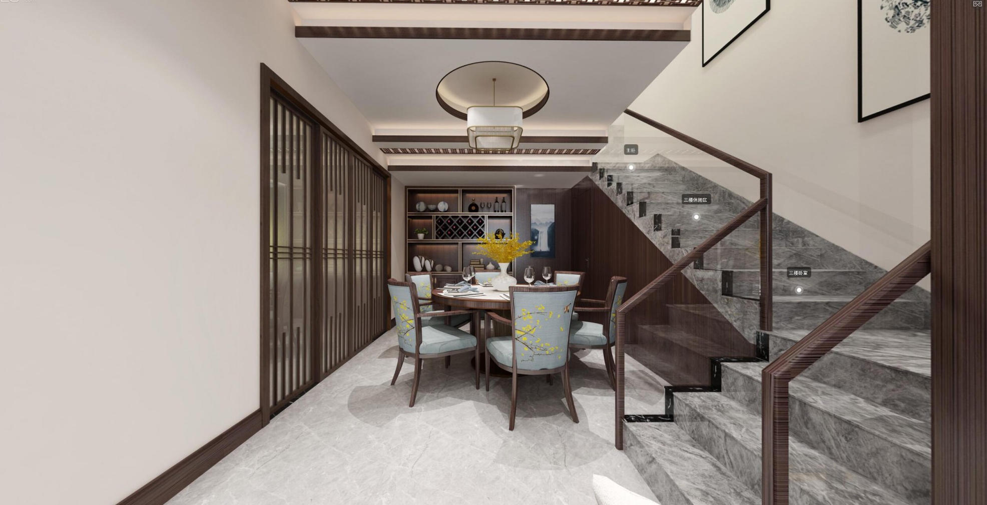 佛山市順德自在城新中式風格別墅裝修案例