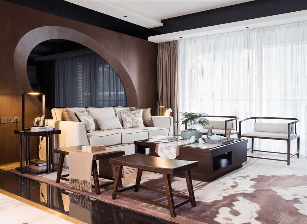 佛山市時代南灣新中式風格四居室裝修案例