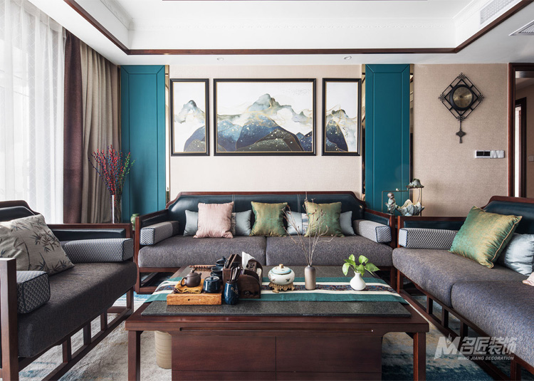 佛山市保利御江南新中式風(fēng)格三居室裝修案例