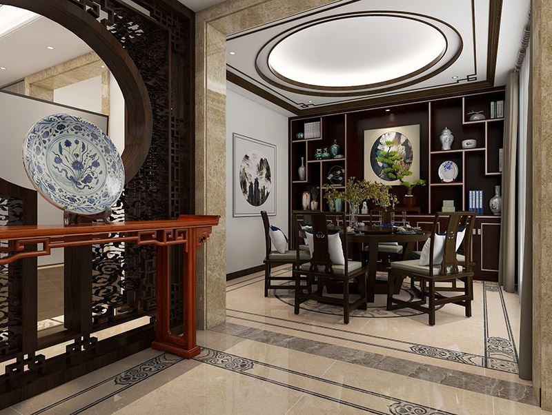 佛山市恒大雅苑新中式風格別墅裝修案例