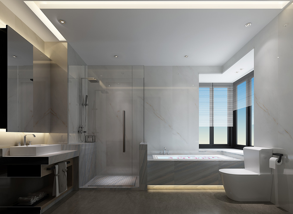 簡約輕奢風格室內裝修設計效果圖-富春山居四居190平米-室內主衛裝修設計 簡約輕奢風格室內裝修設計效果圖-富春山居四居190平米-室內主衛裝修設計