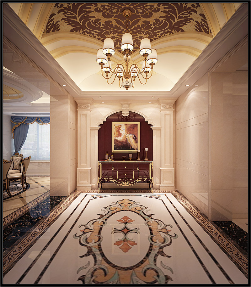 輕奢風格別墅裝修效果圖-浮洋別墅350平米-玄關過道 輕奢風格別墅裝修效果圖-浮洋別墅350平米-玄關過道