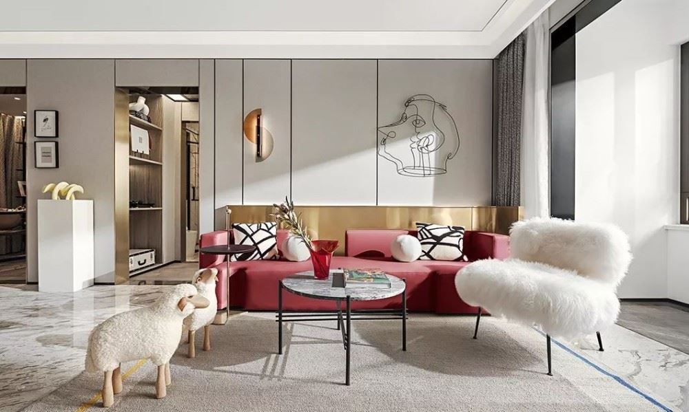 江門市駿凱豪庭輕奢風格三居室裝修案例