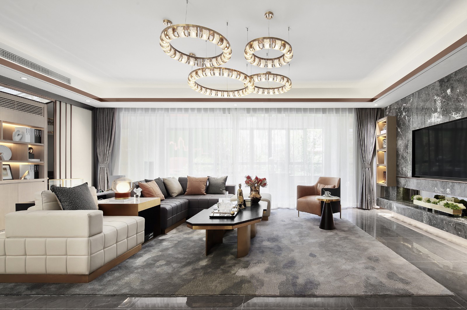 港式輕奢風格室內(nèi)設(shè)計家裝案例-客廳 港式輕奢風格室內(nèi)設(shè)計家裝案例-客廳