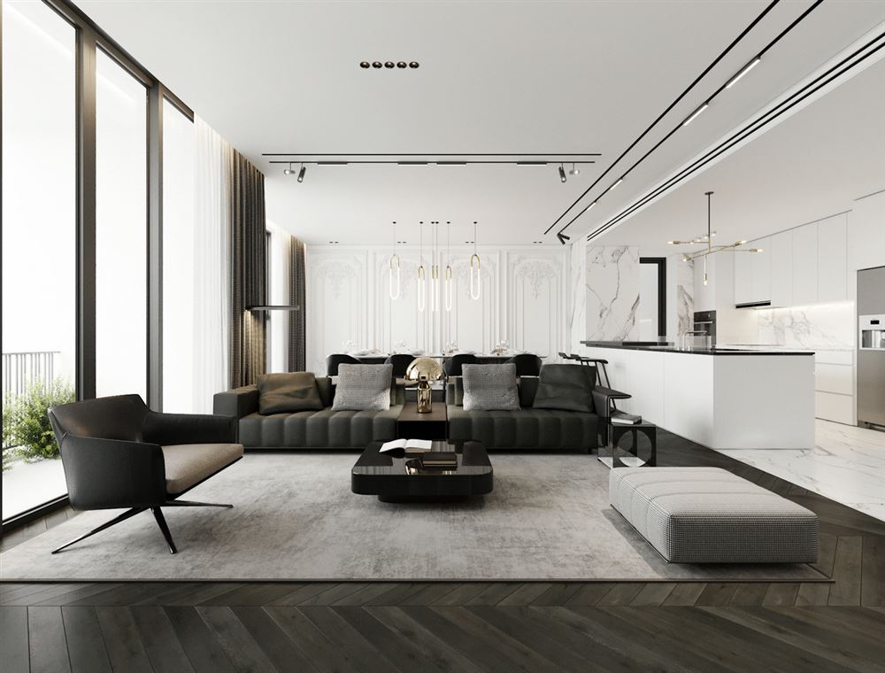 佛山市時代南灣輕奢風格三居室裝修案例