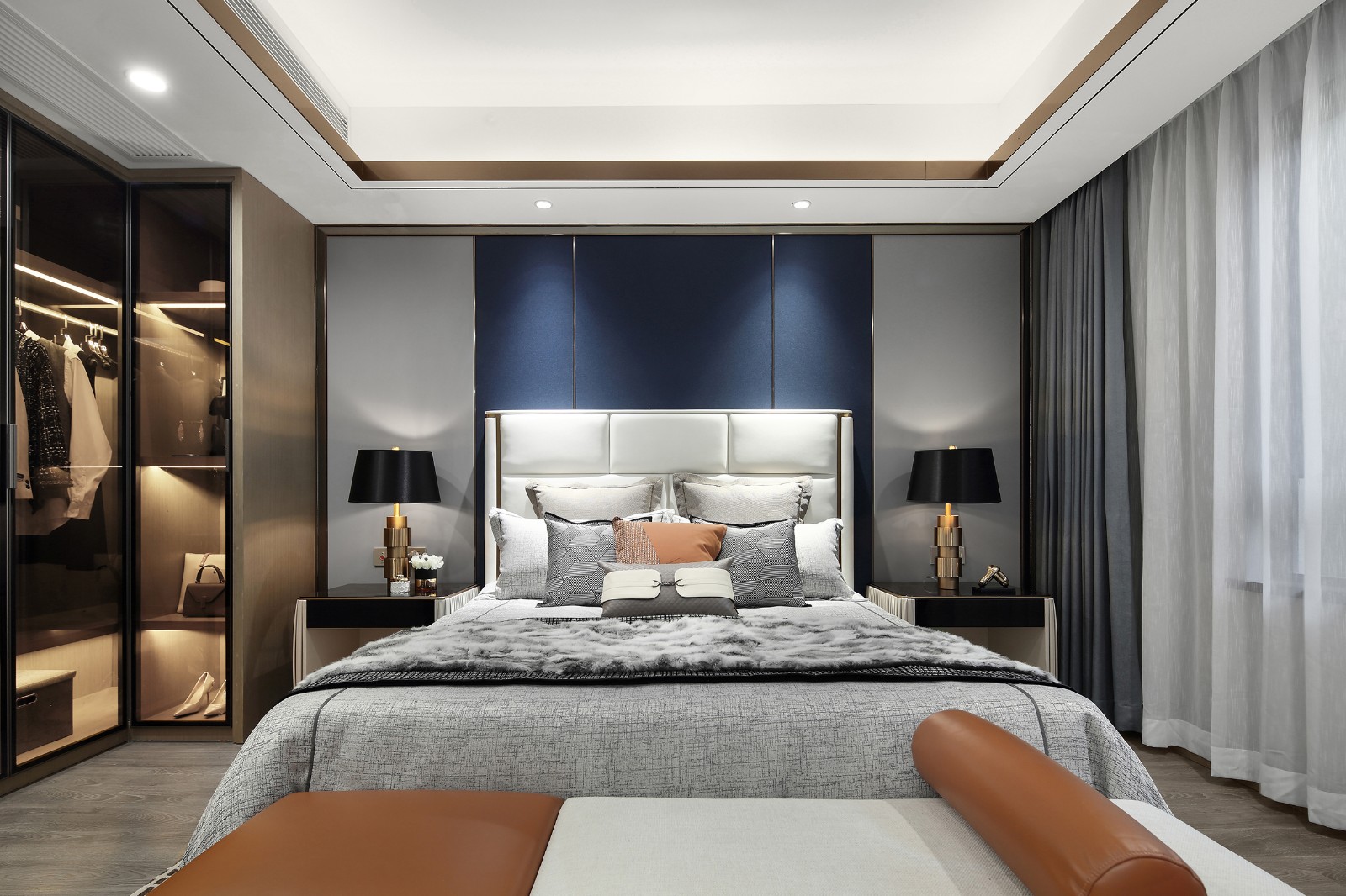 港式輕奢風格室內(nèi)設(shè)計家裝案例-主臥 港式輕奢風格室內(nèi)設(shè)計家裝案例-主臥