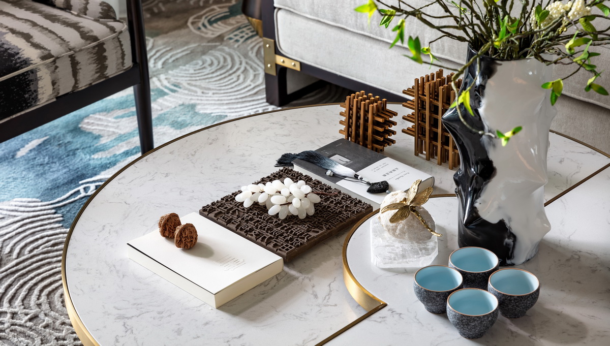 簡約新中式風(fēng)格室內(nèi)家裝案例效果圖-客廳茶幾 簡約新中式風(fēng)格室內(nèi)家裝案例效果圖-客廳茶幾