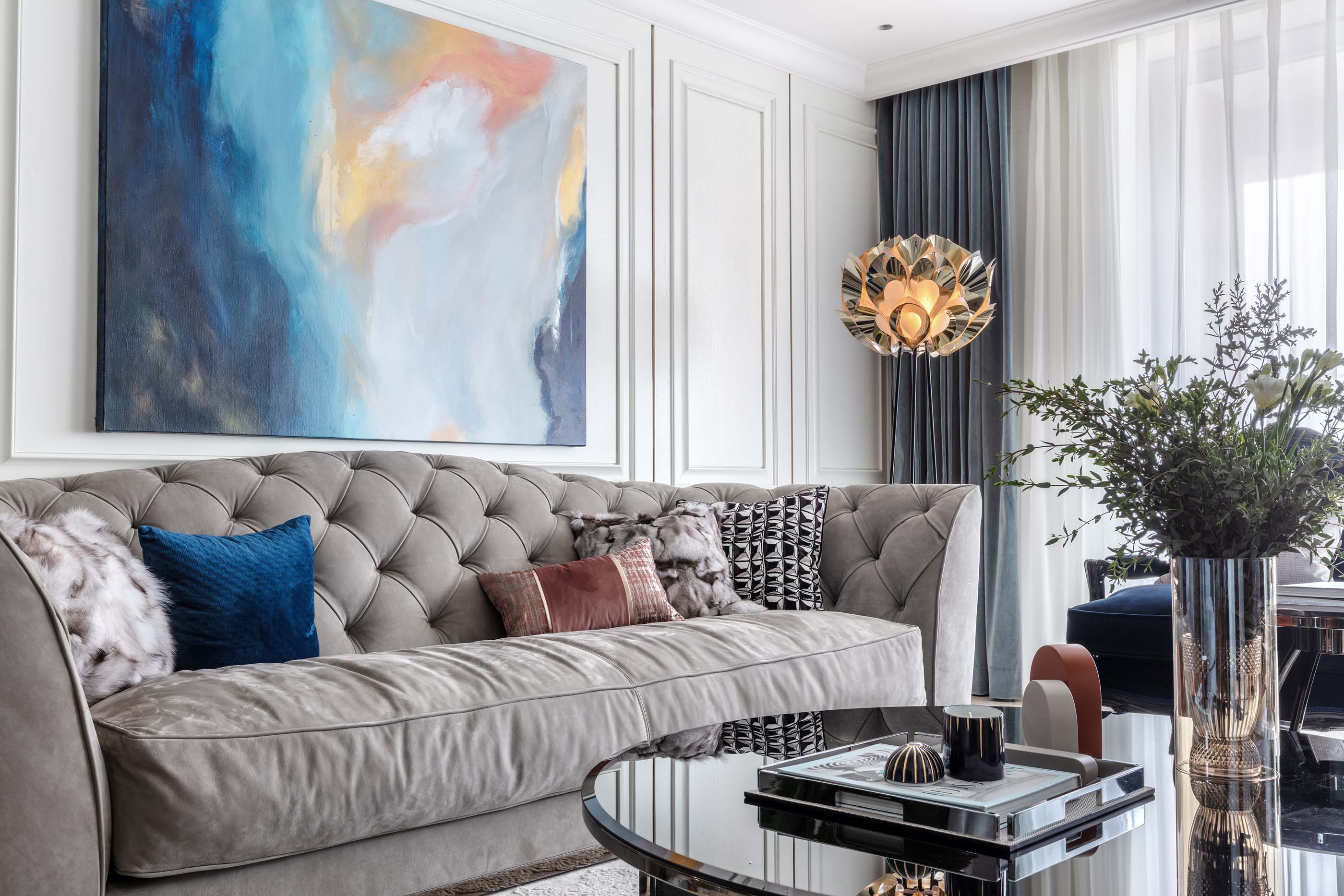 現代輕奢風格室內家裝案例效果圖-客廳 現代輕奢風格室內家裝案例效果圖-客廳