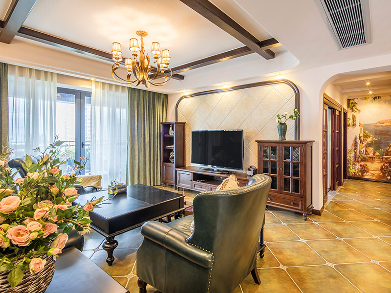 佛山市順德自在城美式風格三居室裝修案例