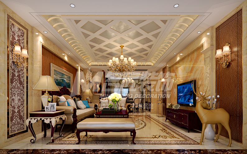 桂花洲三居120平米美式鄉(xiāng)村風格裝修案例-客廳 桂花洲三居120平米美式鄉(xiāng)村風格裝修案例-客廳