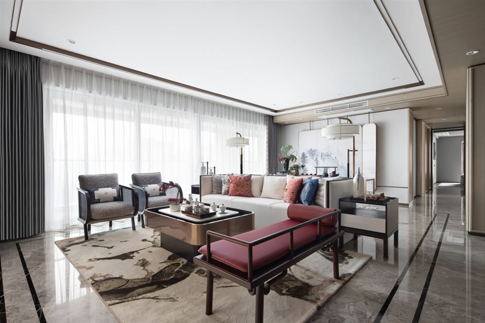 江門市江海怡景灣新中式風格三居室裝修案例