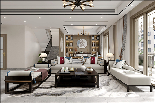 佛山市時代南灣新中式風格別墅裝修案例